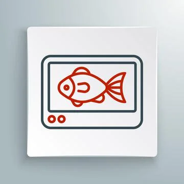 Line Fish finder echo sounder icon isolated on white background. Electronic イラスト素材
