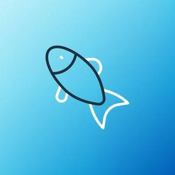 Line Fish icon isolated on blue background. Colorful outline concept. Vector Stock Illustration