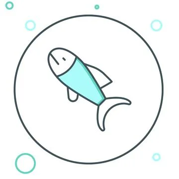 Line Fish icon isolated on white background. Colorful outline concept. Vector Stock Illustration