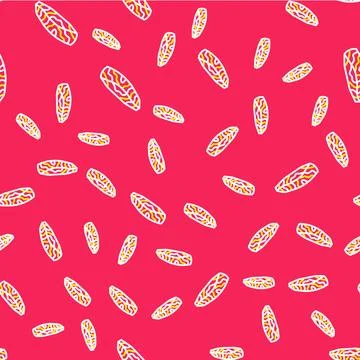 Line Fish steak icon isolated seamless pattern on red background.  Vector Stock Illustration