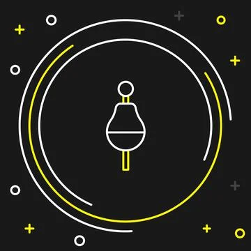Line Fishing float icon isolated on black background. Fishing tackle. Colorfu Stock Illustration