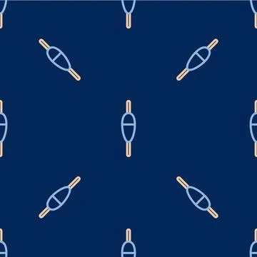 Line Fishing float icon isolated seamless pattern on blue background. Fishing Stock Illustration