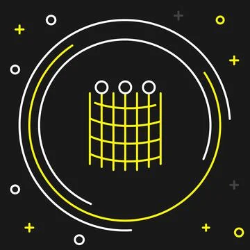 Line Fishing net pattern icon isolated on black background. Fishing tackle Stock Illustration