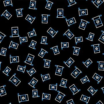 Line Flag of Canada icon isolated seamless pattern on black background. North Stock Illustration