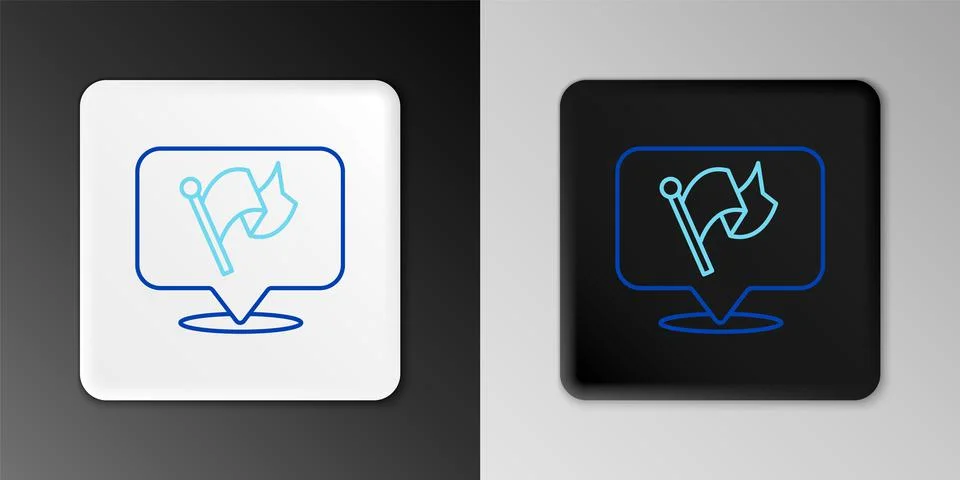 Line Flag icon isolated on grey background. Victory, winning and conquer Stock Illustration