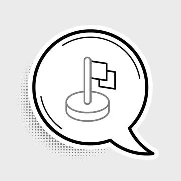 Line Flag icon isolated on grey background. Victory, winning and conquer Stock Illustration
