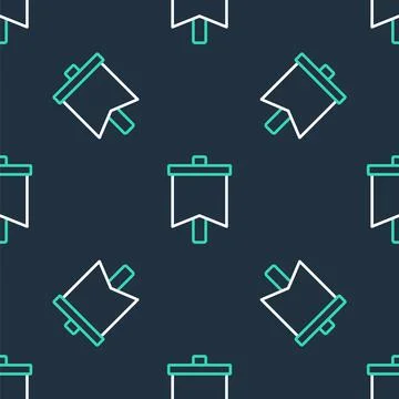 Line Flag icon isolated seamless pattern on black background. Victory, winning イラスト素材