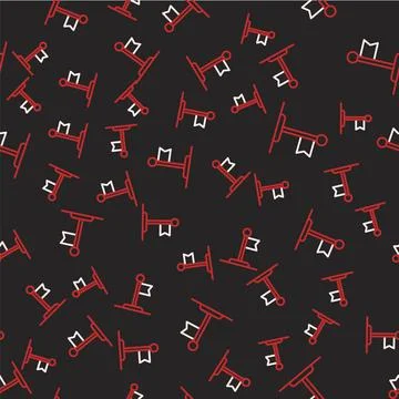 Line Flag icon isolated seamless pattern on black background. Victory, winning イラスト素材