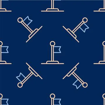 Line Flag icon isolated seamless pattern on blue background. Victory, winning 스톡 일러스트