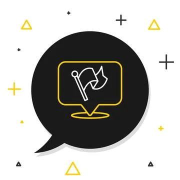 Line Flag icon isolated on white background. Victory, winning and conquer Stock Illustration