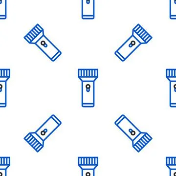 Line Flashlight for diver icon isolated seamless pattern on white background 스톡 일러스트