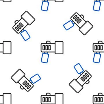 Line Flashlight for diver icon isolated seamless pattern on white background Stock Illustration