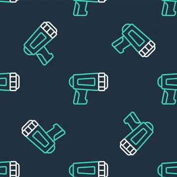 Line Flashlight for diver icon isolated seamless pattern on black background 스톡 일러스트