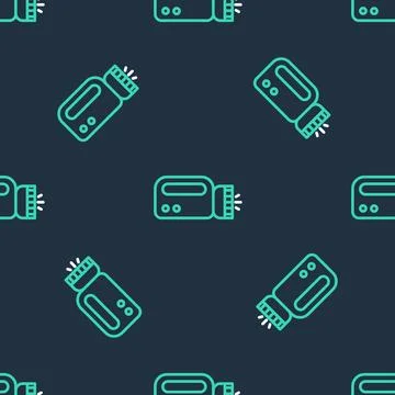 Line Flashlight for diver icon isolated seamless pattern on black backgroun.. Illustrazione stock