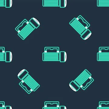 Line Flashlight icon isolated seamless pattern on black background. Tourist イラスト素材