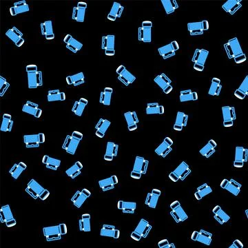 Line Flashlight icon isolated seamless pattern on black background. Tourist イラスト素材