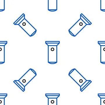 Line Flashlight icon isolated seamless pattern on white background. Colorful 스톡 일러스트