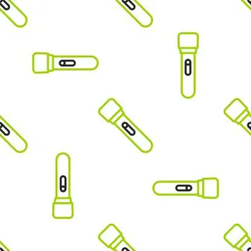 Line Flashlight icon isolated seamless pattern on white background. Vector イラスト素材