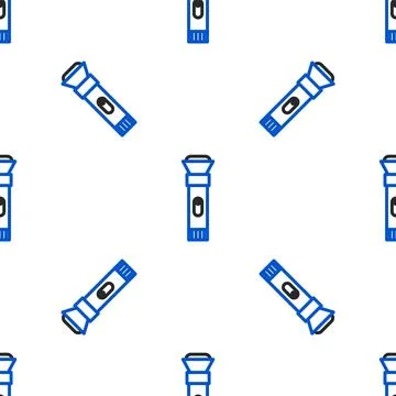 Line Flashlight icon isolated seamless pattern on white background. Colorful  스톡 일러스트