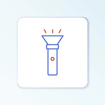 Line Flashlight icon isolated on white background. Colorful outline concept Illustration