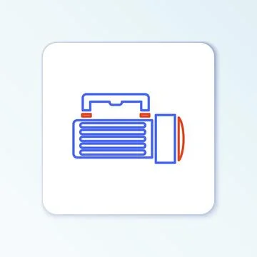 Line Flashlight icon isolated on white background. Tourist flashlight handle Illustration