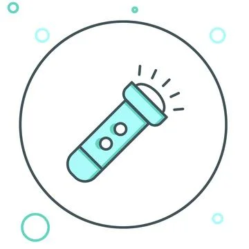 Line Flashlight icon isolated on white background. Colorful outline concept.. Stock Illustration