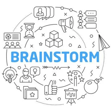 Line Flat Circle illustration brainstorm Stock Illustration