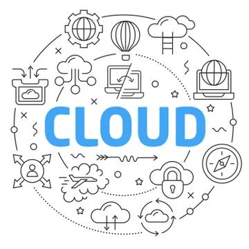 Line Flat Circle illustration cloud Stock Illustration