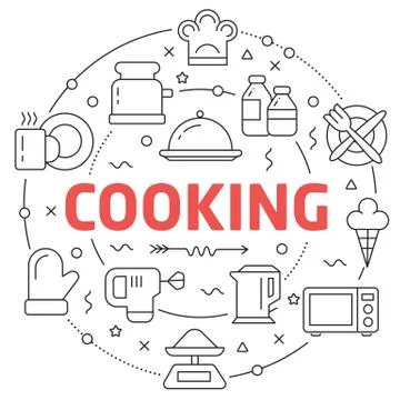 Line Flat Circle illustration cooking Stock Illustration