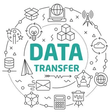 Line Flat Circle illustration data transfer Stock Illustration