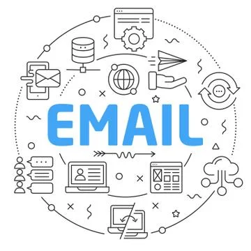 Line Flat Circle illustration email Stock Illustration