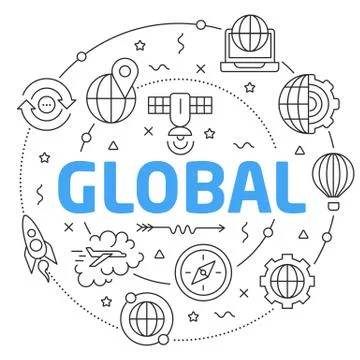 Line Flat Circle illustration global Stock Illustration
