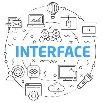 Line Flat Circle illustration interface Stock Illustration