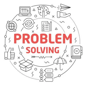 Line Flat Circle illustration problem solving Illustrazione stock