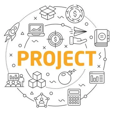 Line Flat Circle illustration project 库存插图