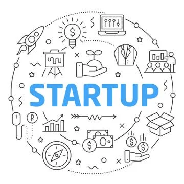 Line Flat Circle illustration startup Stock Illustration