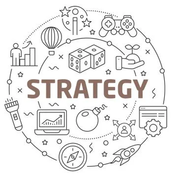 Line Flat Circle illustration strategy Illustrazione stock