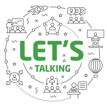 Line Flat Circle illustration talking Stock Illustration