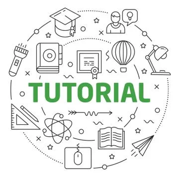 Line Flat Circle illustration tutorial Stock Illustration