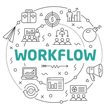 Line Flat Circle illustration workflow Illustrazione stock