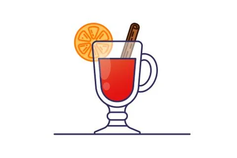 Line flat style mulled wine Illustrazione stock