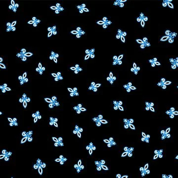 Line Fleur De Lys icon isolated seamless pattern on black background. Vector 스톡 일러스트