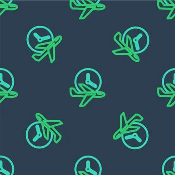 Line Flight time icon isolated seamless pattern on blue background. Vector Stock Illustration