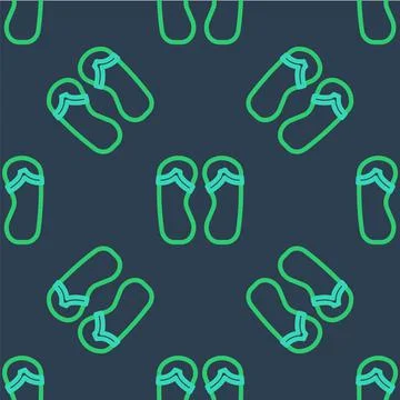 Line Flip flops icon isolated seamless pattern on blue background. Beach Stock Illustration