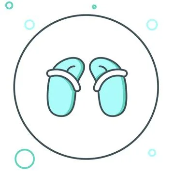 Line Flip flops icon isolated on white background. Beach slippers sign. Col.. Stock Illustration