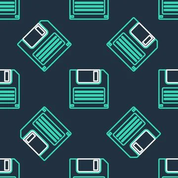 Line Floppy disk for computer data storage icon isolated seamless pattern on Stock Illustration