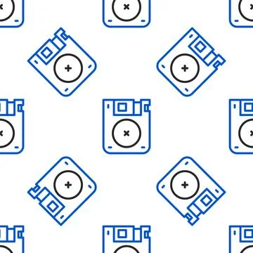 Line Floppy disk for computer data storage icon isolated seamless pattern o.. Stock Illustration
