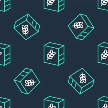 Line Flour pack icon isolated seamless pattern on black background. Vector Stock Illustration