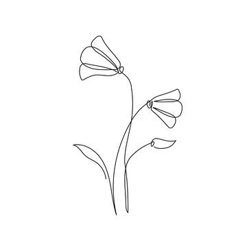 Line flower art. One continuous line art decorative flower draw. Editable stroke 스톡 일러스트