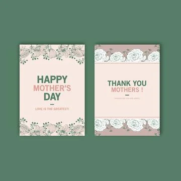 Line flower frame disign spring floral drawing with imitation of watercolor s Illustrazione stock